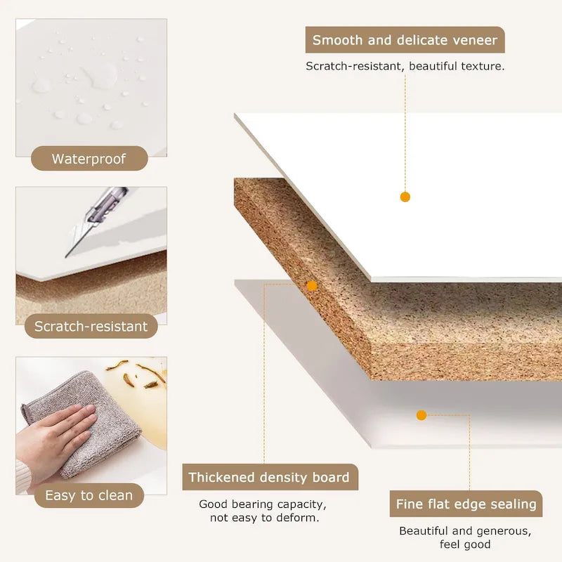 Armoire à linge étroite de salle de bain VECELO, 8 niveaux, en bois massif, avec 8 étagères.