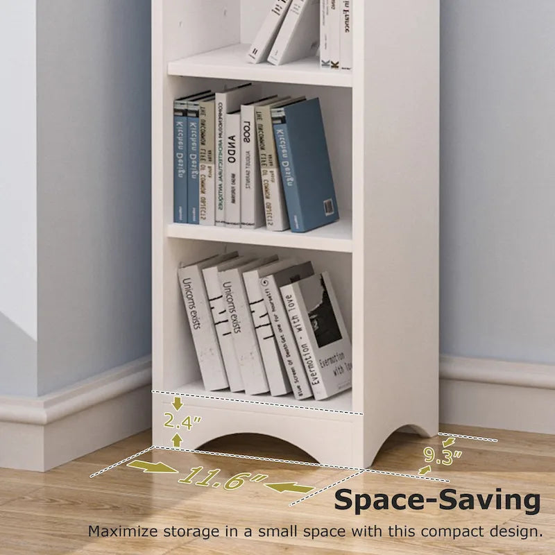 Armoire à linge étroite de salle de bain VECELO, 8 niveaux, en bois massif, avec 8 étagères.