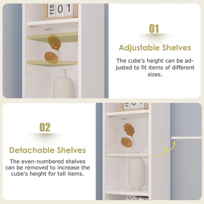 Armoire à linge étroite de salle de bain VECELO, 8 niveaux, en bois massif, avec 8 étagères.