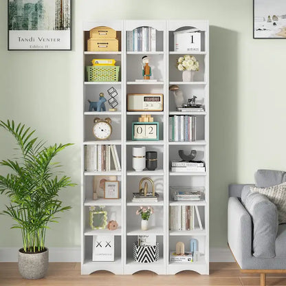 Armoire à linge étroite de salle de bain VECELO, 8 niveaux, en bois massif, avec 8 étagères.