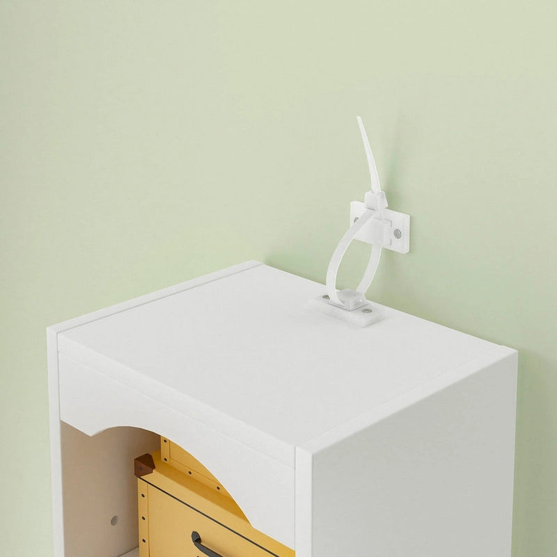 Armoire à linge étroite de salle de bain VECELO, 8 niveaux, en bois massif, avec 8 étagères.