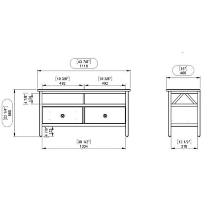 Meuble TV avec étagères ouvertes et tiroirs - 44 - Marron