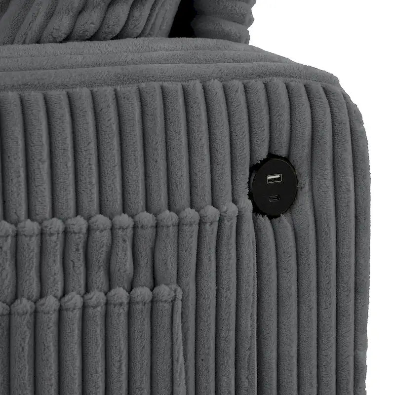 Canapé deux places contemporain en velours côtelé de 61 pouces avec 2 coussins et porte-gobelet