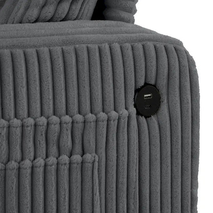 Canapé deux places contemporain en velours côtelé de 61 pouces avec 2 coussins et porte-gobelet