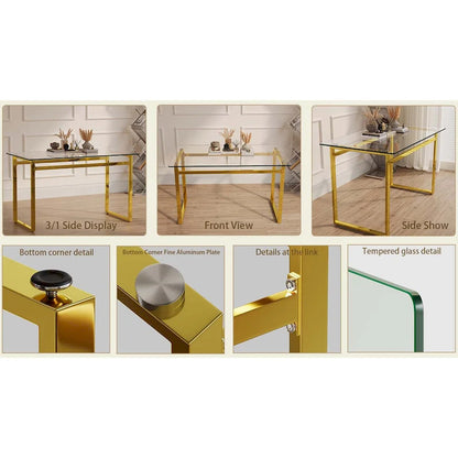 Table à manger rectangulaire minimaliste en verre