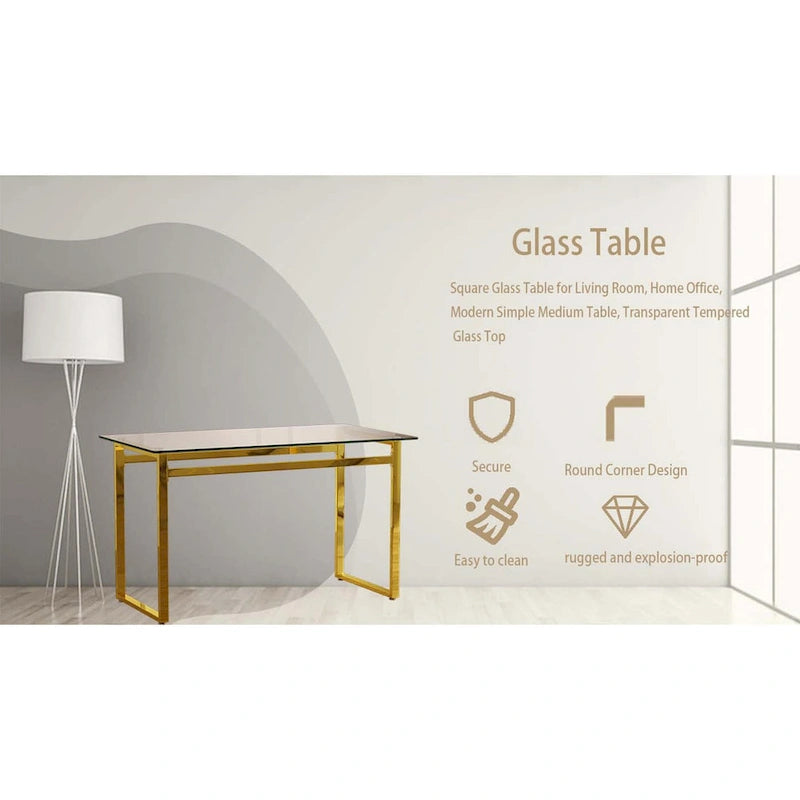 Table à manger rectangulaire minimaliste en verre