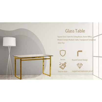 Table à manger rectangulaire minimaliste en verre