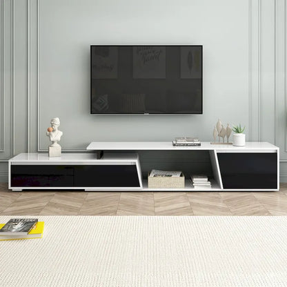 Meuble TV rectangulaire extensible de style minimaliste moderne, 100 pouces, avec deux tiroirs - 15,70 x 70,70 x 15,70