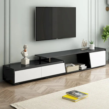 Modern Minimalist Rectangle Extendable 100 inch TV Stand with Two Drawers - 15.70 x 70.70 x 15.70