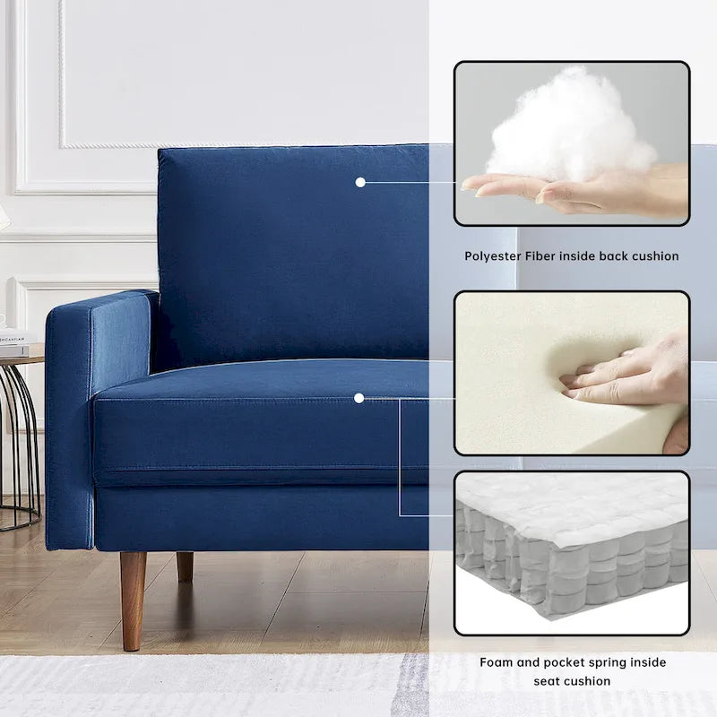 Canapé rembourré OS Home and Office Furniture de 175 cm de large avec accoudoirs carrés