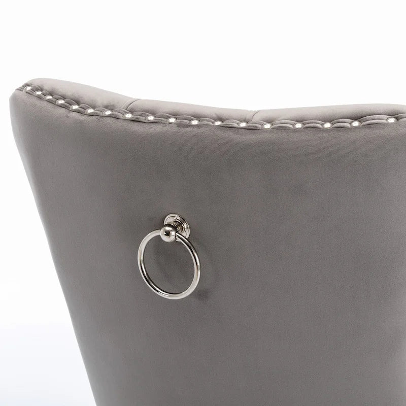 Chaise de salle à manger rembourrée en velours avec pieds en acier inoxydable chromé