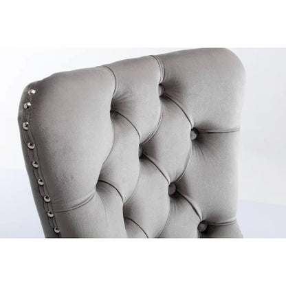 Chaise de salle à manger rembourrée en velours avec pieds en acier inoxydable chromé