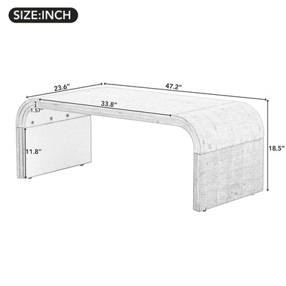 Table basse au design Art déco incurvé - 23,60 x 47,20 x 18,50