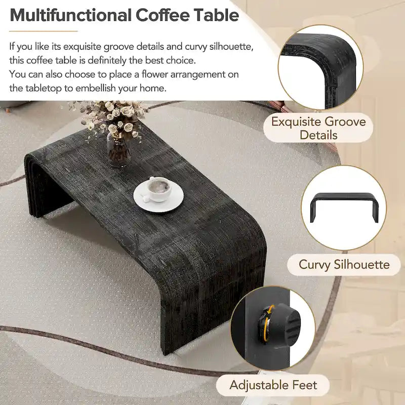 Table basse au design Art déco incurvé - 23,60 x 47,20 x 18,50