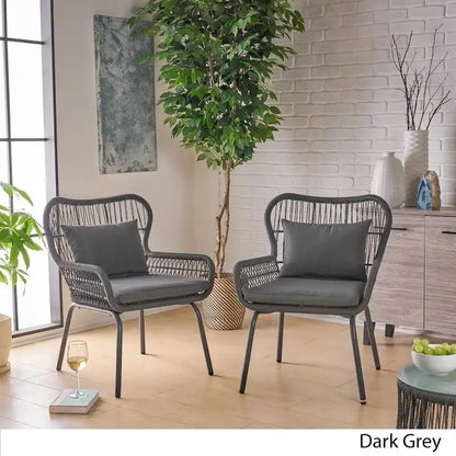 Fauteuils club d'intérieur Tolovana en acier et corde avec coussins, par Christopher Knight Home