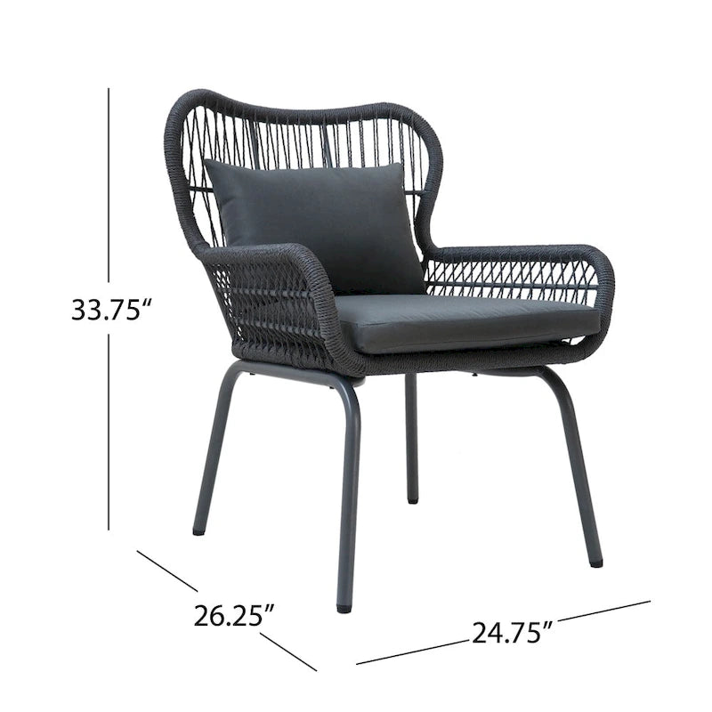 Fauteuils club d'intérieur Tolovana en acier et corde avec coussins, par Christopher Knight Home