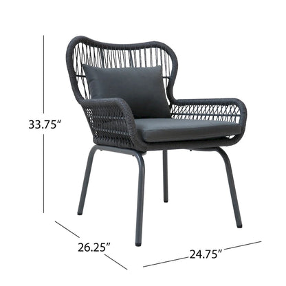 Fauteuils club d'intérieur Tolovana en acier et corde avec coussins, par Christopher Knight Home