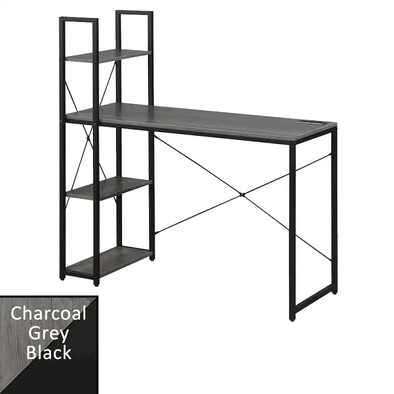 Poste de travail de bureau Designs2Go de Convenience Concepts avec station de recharge et étagères