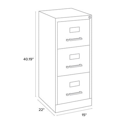 Classeur vertical Hirsh à 3 tiroirs de 56 cm de profondeur, format lettre