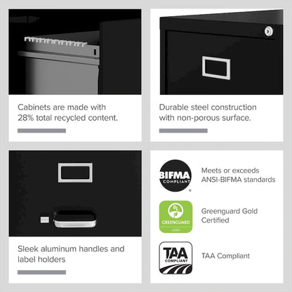 Classeur vertical Hirsh à 3 tiroirs de 56 cm de profondeur, format lettre