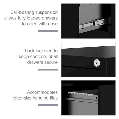 Classeur vertical Hirsh à 3 tiroirs de 56 cm de profondeur, format lettre