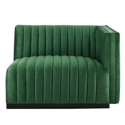 Canapé deux places Conjure Channel en velours capitonné haute performance