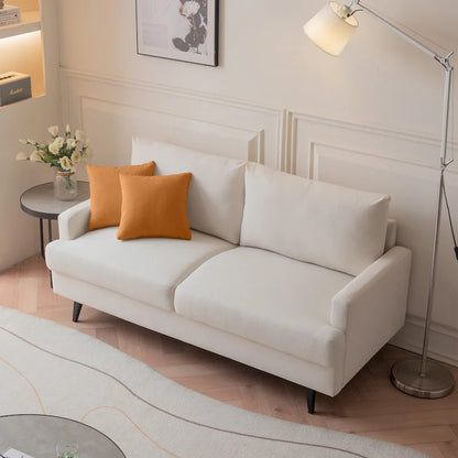 Canapé deux places moderne en tissu, idéal pour le salon, la chambre ou un appartement.