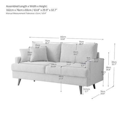 Canapé deux places moderne en tissu, idéal pour le salon, la chambre ou un appartement.