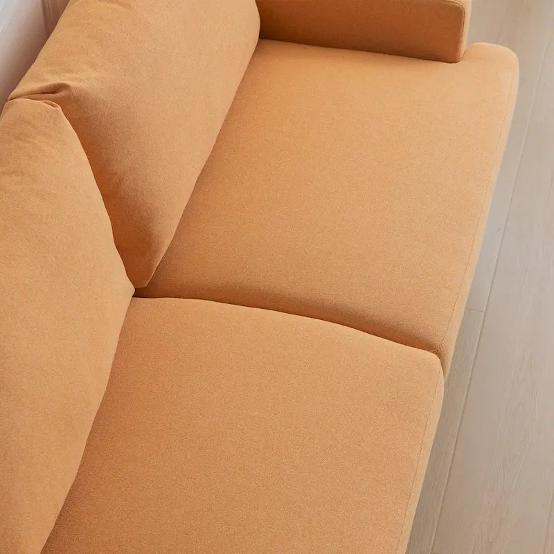 Canapé deux places moderne en tissu, idéal pour le salon, la chambre ou un appartement.