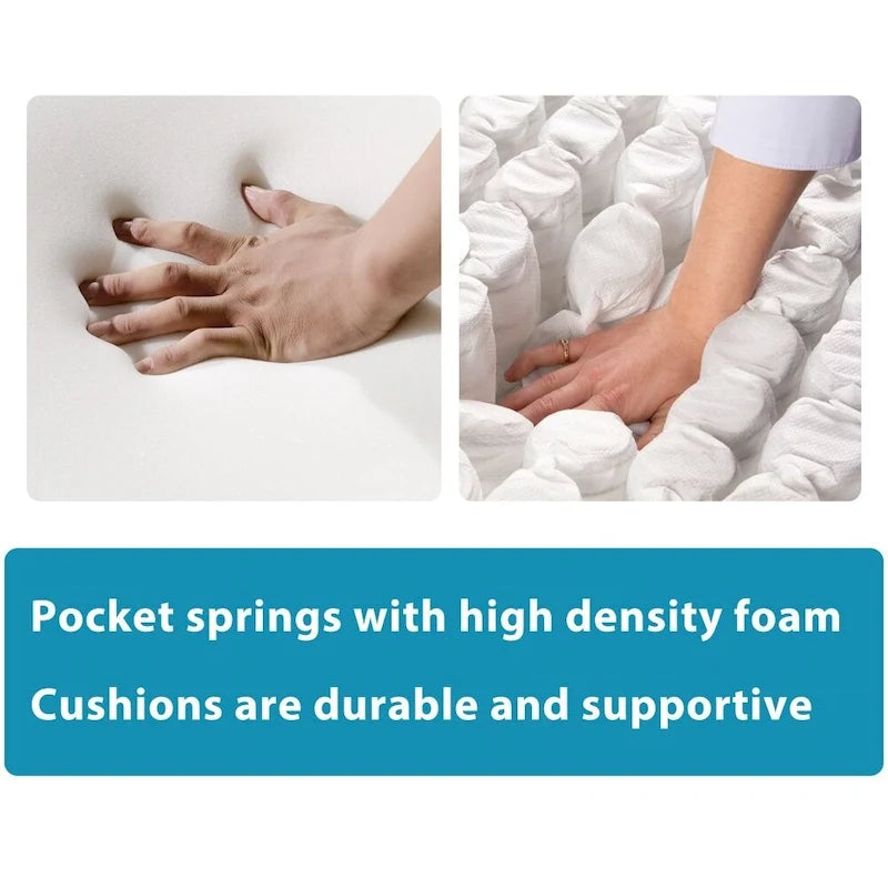 Canapé d'angle 110 x 86 cm, revêtement capitonné, style moderne, accoudoirs anglais, forme classique en U, 3 coussins inclus