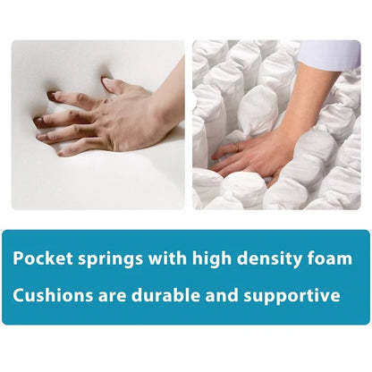 Canapé d'angle 110 x 86 cm, revêtement capitonné, style moderne, accoudoirs anglais, forme classique en U, 3 coussins inclus