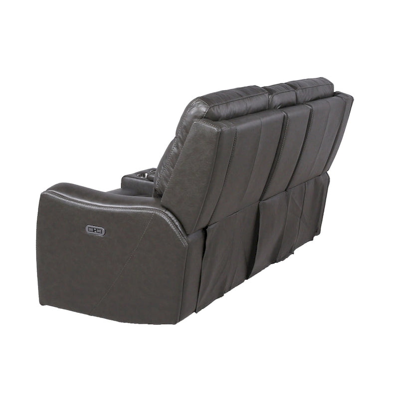 Canapé inclinable Newport Power en cuir pleine fleur avec console par Greyson Living