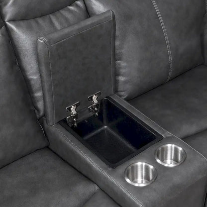 Canapé inclinable Newport Power en cuir pleine fleur avec console par Greyson Living