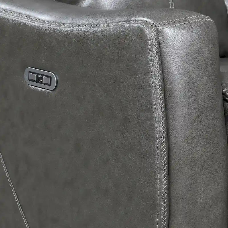 Canapé inclinable Newport Power en cuir pleine fleur avec console par Greyson Living