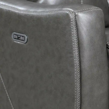 Canapé inclinable Newport Power en cuir pleine fleur avec console par Greyson Living