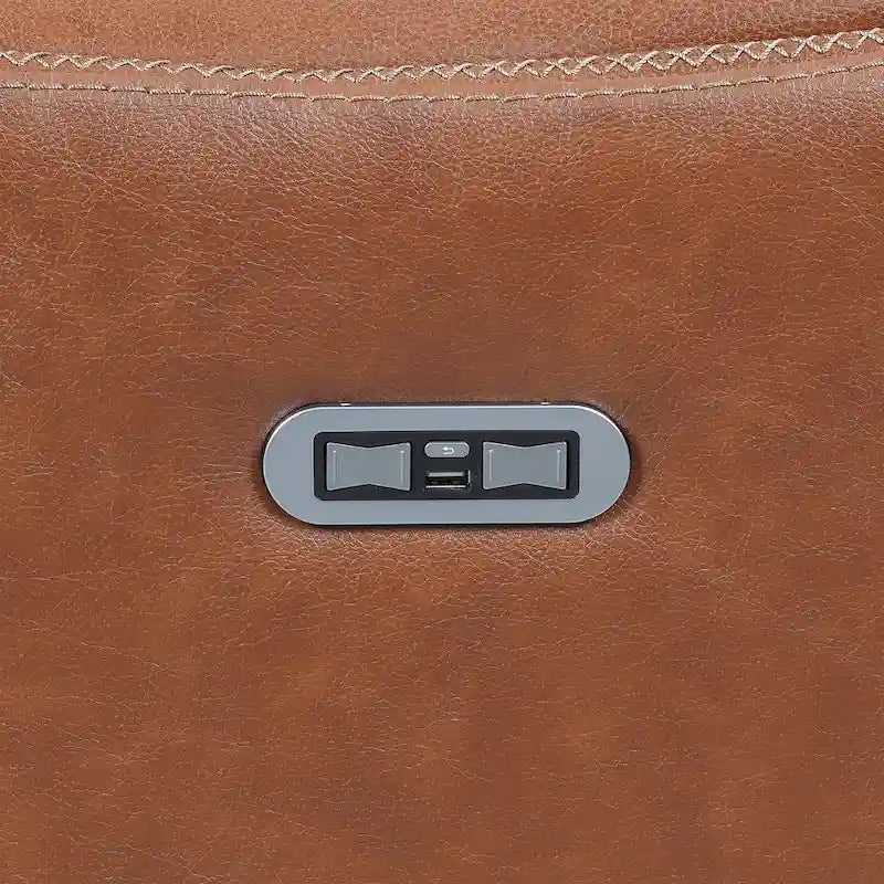 Canapé inclinable Newport Power en cuir pleine fleur avec console par Greyson Living