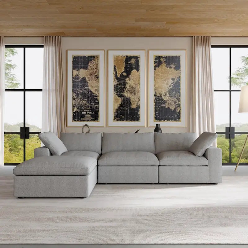 Canapé d'angle convertible modulable moderne en forme de L