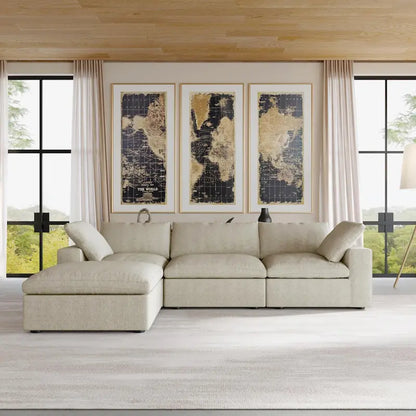 Canapé d'angle convertible modulable moderne en forme de L