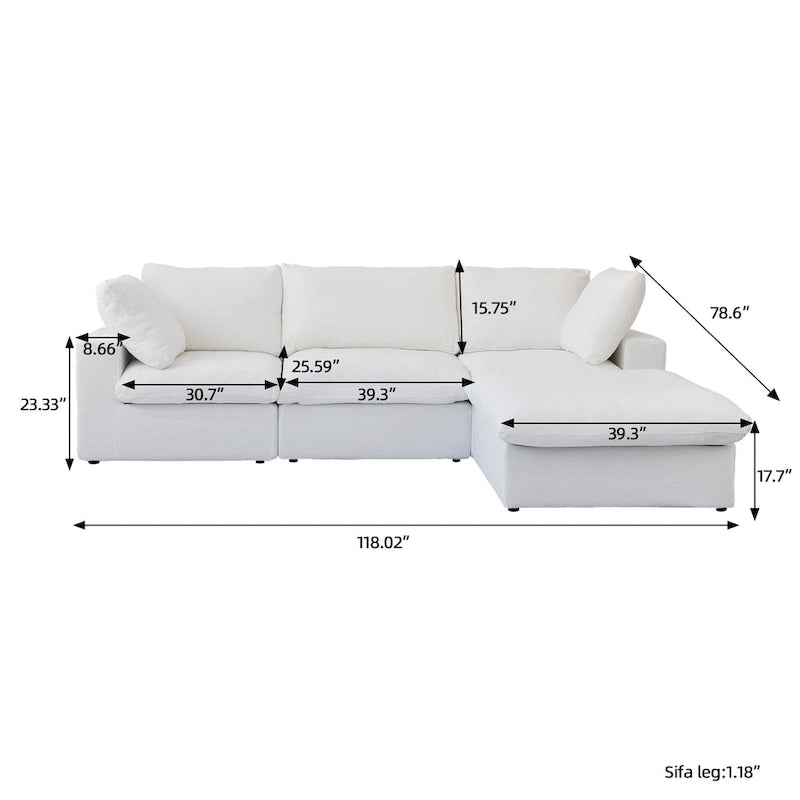Canapé d'angle convertible modulable moderne en forme de L