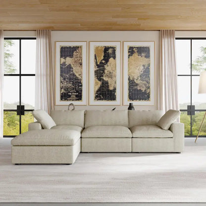 Canapé d'angle convertible modulable moderne en forme de L