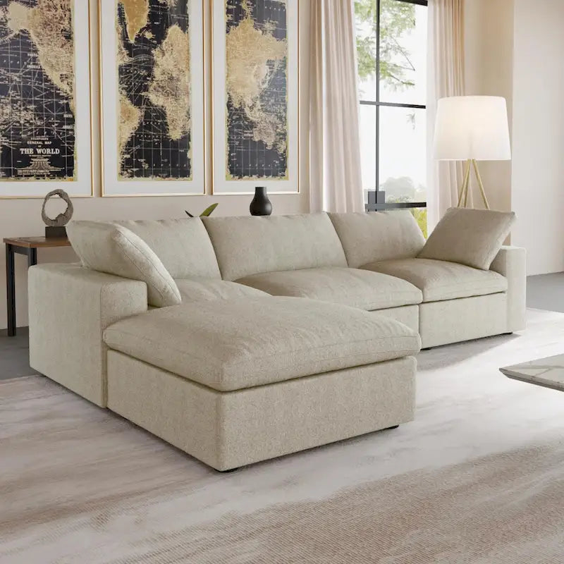 Canapé d'angle convertible modulable moderne en forme de L