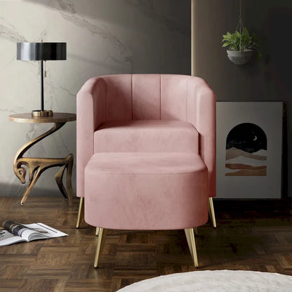 CraftPorch Modern Soft Velvet Upholstered Accent Chair with Ottoman