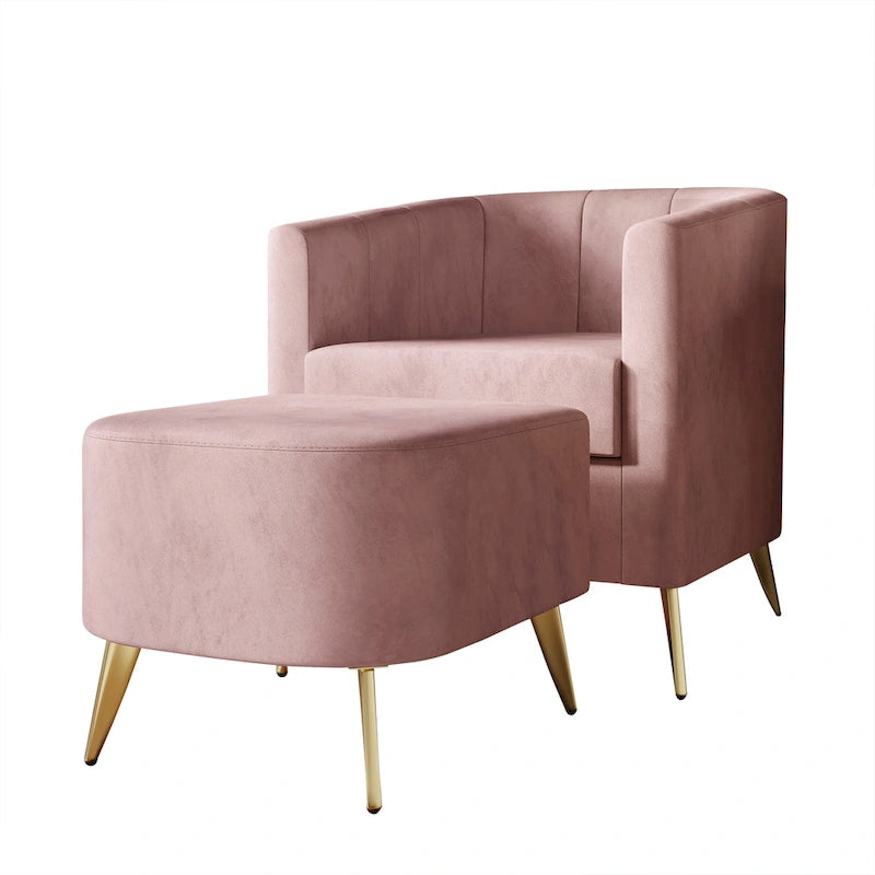 Fauteuil d'appoint CraftPorch moderne en velours doux avec repose-pieds