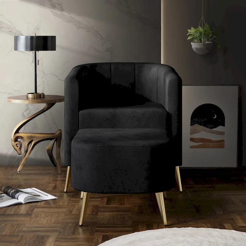 Fauteuil d'appoint CraftPorch moderne en velours doux avec repose-pieds