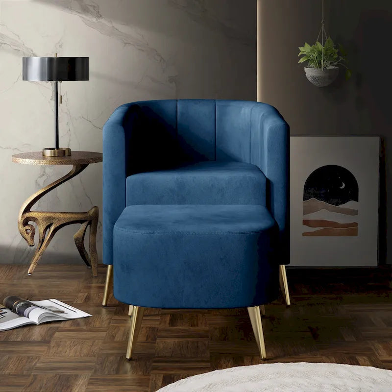 Fauteuil d'appoint CraftPorch moderne en velours doux avec repose-pieds