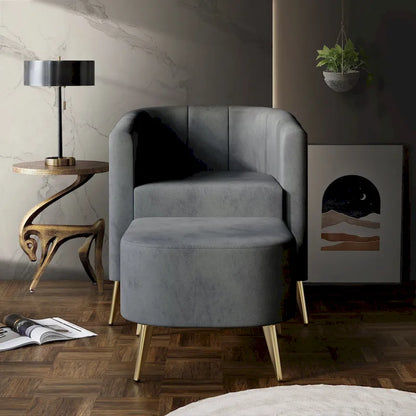 Fauteuil d'appoint CraftPorch moderne en velours doux avec repose-pieds