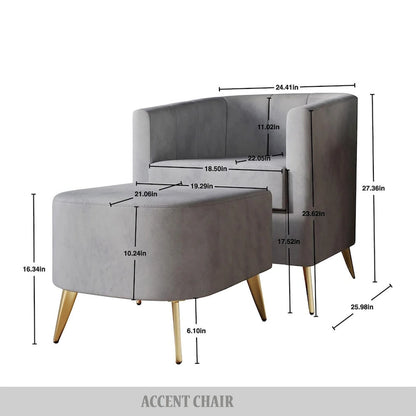 Fauteuil d'appoint CraftPorch moderne en velours doux avec repose-pieds