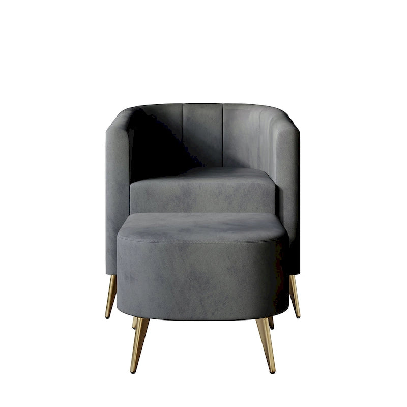 Fauteuil d'appoint CraftPorch moderne en velours doux avec repose-pieds