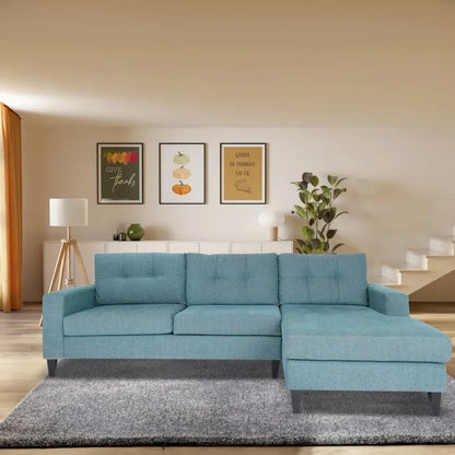 Canapé d'angle contemporain Coast to Coast Sofas en forme de L, revêtement en polyester et nylon, structure en bois massif, tissu d'ameublement