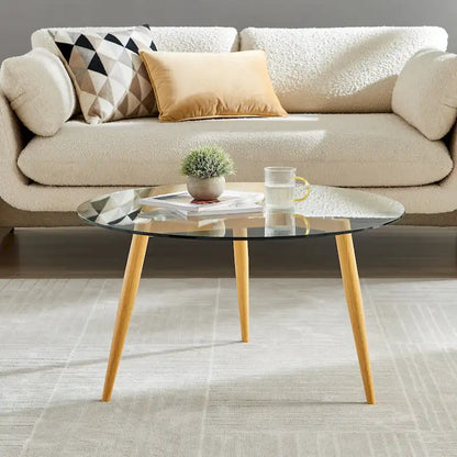 Danya B. Van Beuren Coffee Table with Taper Legs and Glass Tabletop